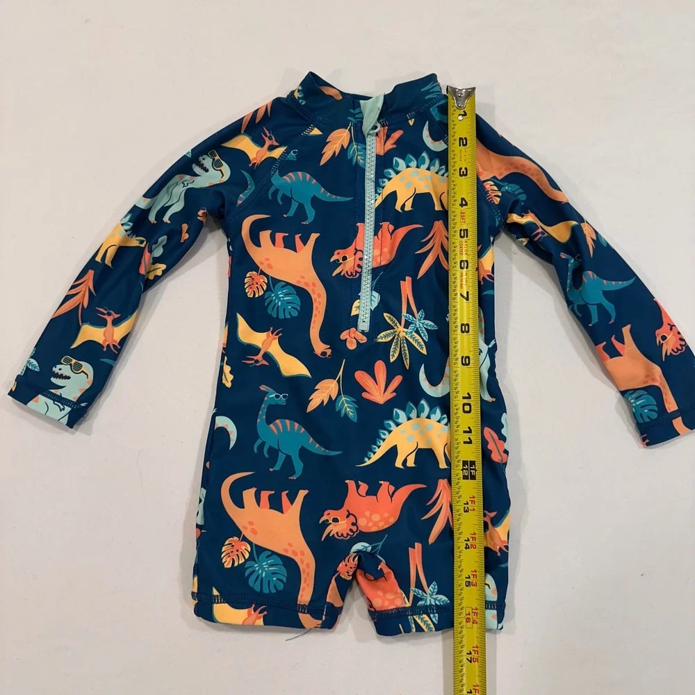 Panama Jack Dinosaur Rash Guard One Piece Kids‎ 18M Teal Long Sleeve | Playful